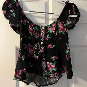Free People Flowery Ruffle Tee